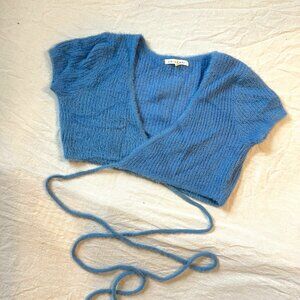 Et Clet Cropped Soft and Fuzzy Wrap Around Short Sleeve Cardigan